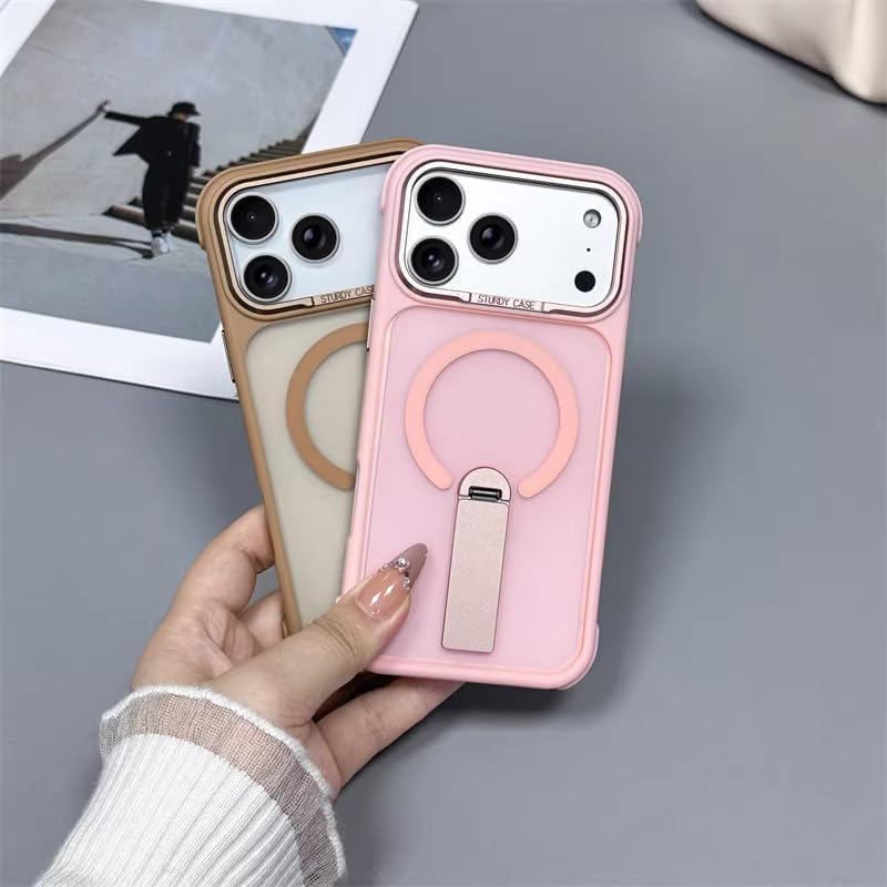 Translucent MagSafe Case for iPhone 17 Pro Max with 360° Invisible Kickstand, Pink ****