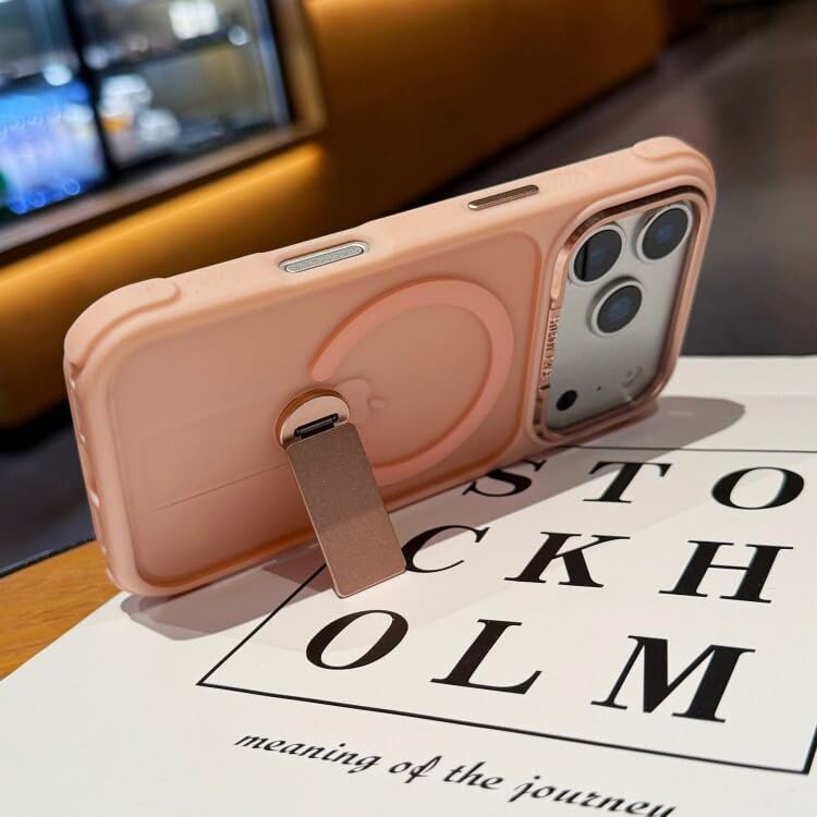 Translucent MagSafe Case for iPhone 17 Pro Max with 360° Invisible Kickstand, Pink ****