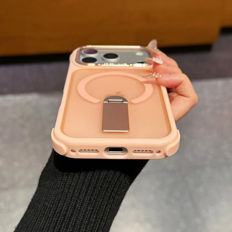 Translucent MagSafe Case for iPhone 17 Pro Max with 360° Invisible Kickstand, Pink ****