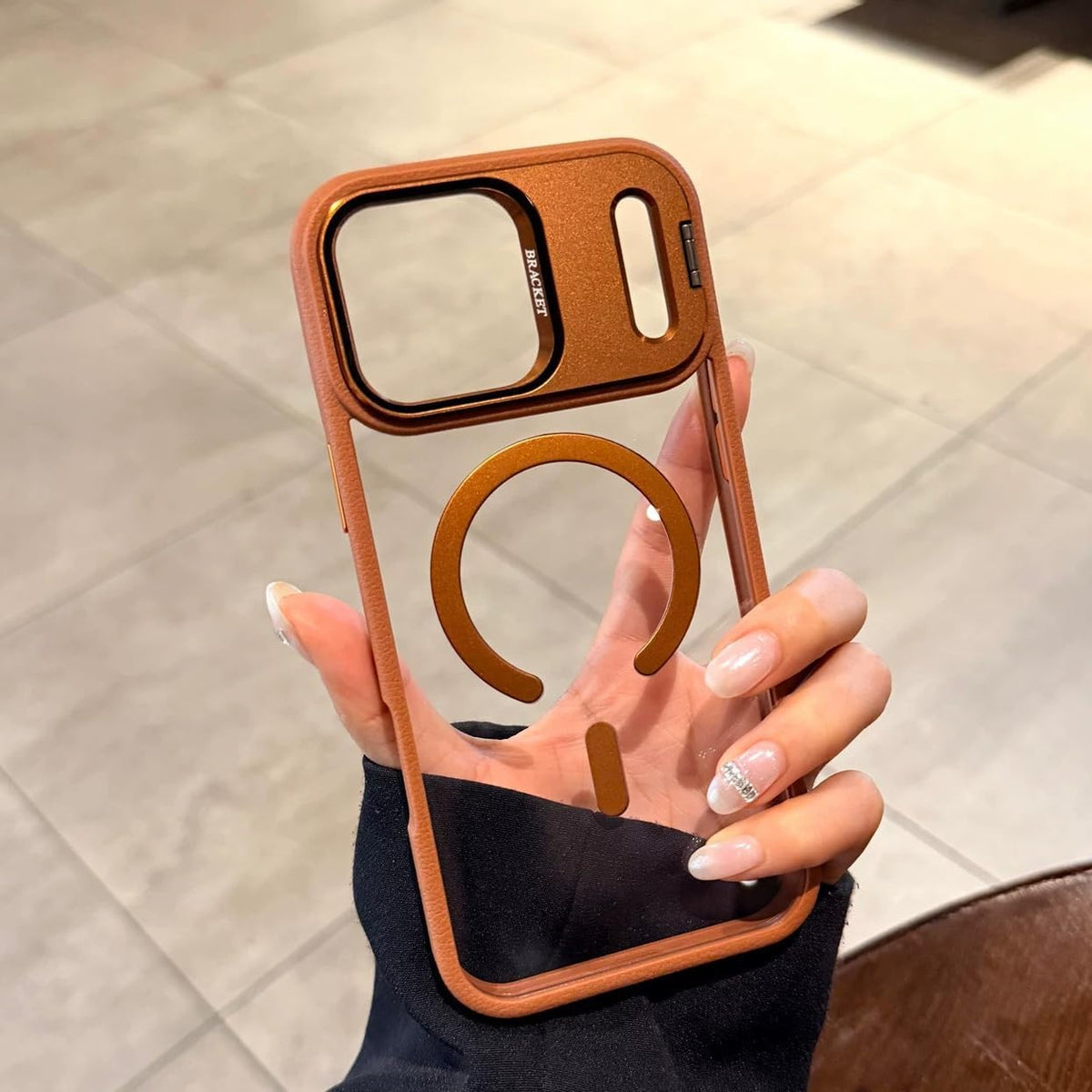 Transparent MagSafe iPhone Case Military-Grade Drop Protection Invisible Kickstand Built-in Camera Lens Protection