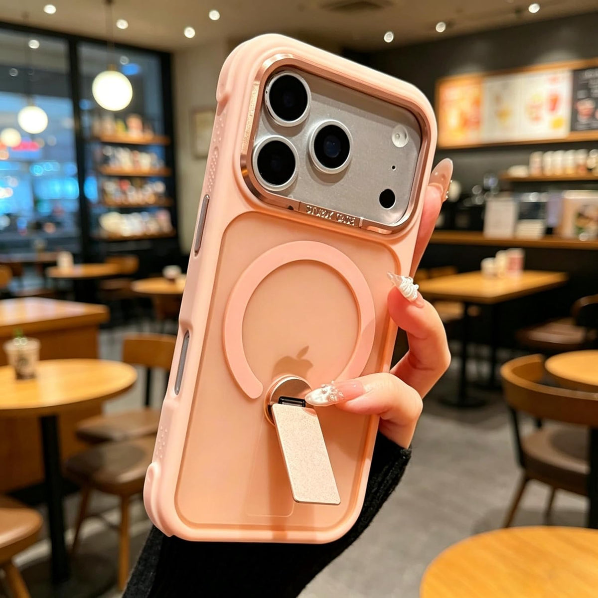 Translucent MagSafe Case for iPhone 17 Pro Max with 360° Invisible Kickstand, Pink ****