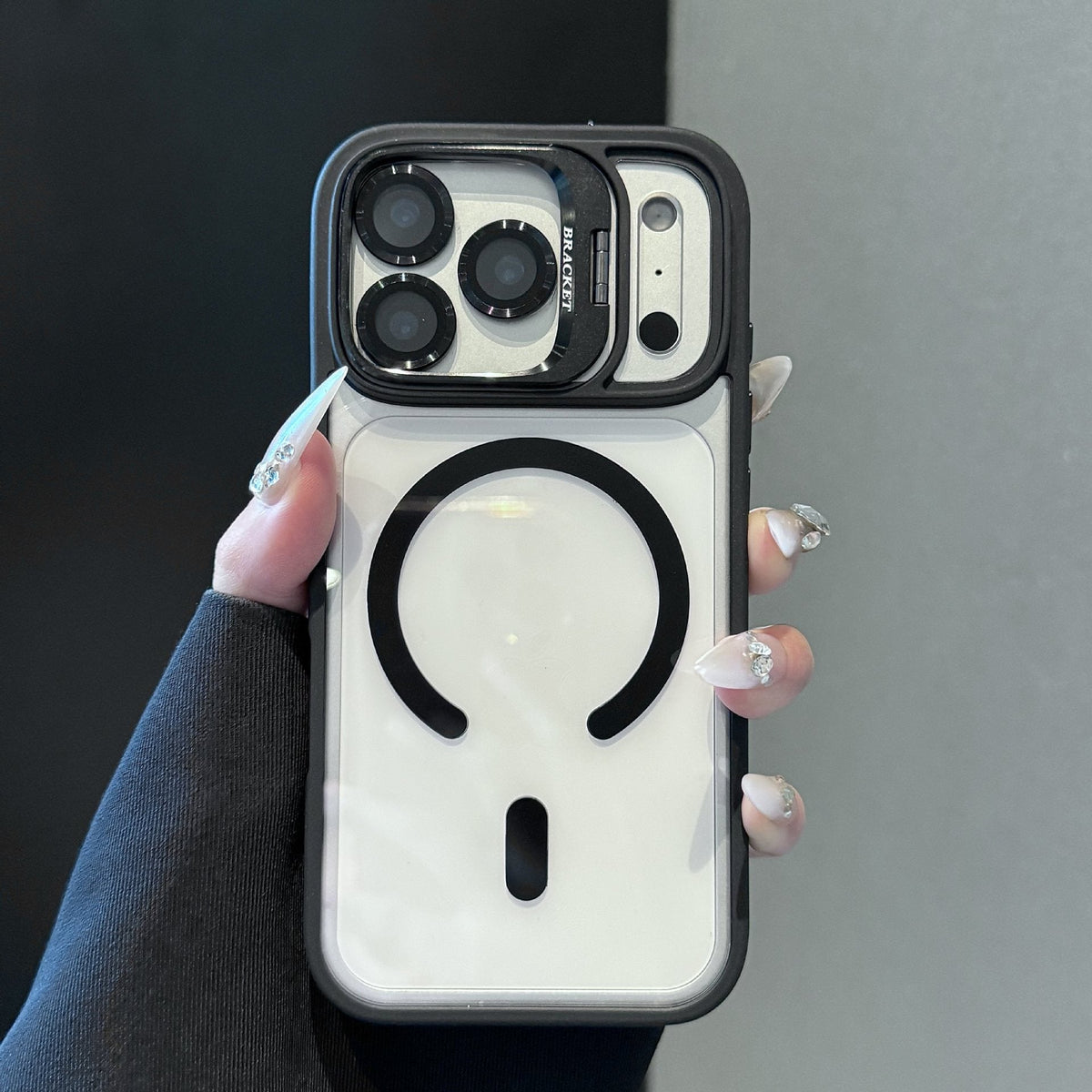 Transparent MagSafe iPhone Case Military-Grade Drop Protection Invisible Kickstand Built-in Camera Lens Protection