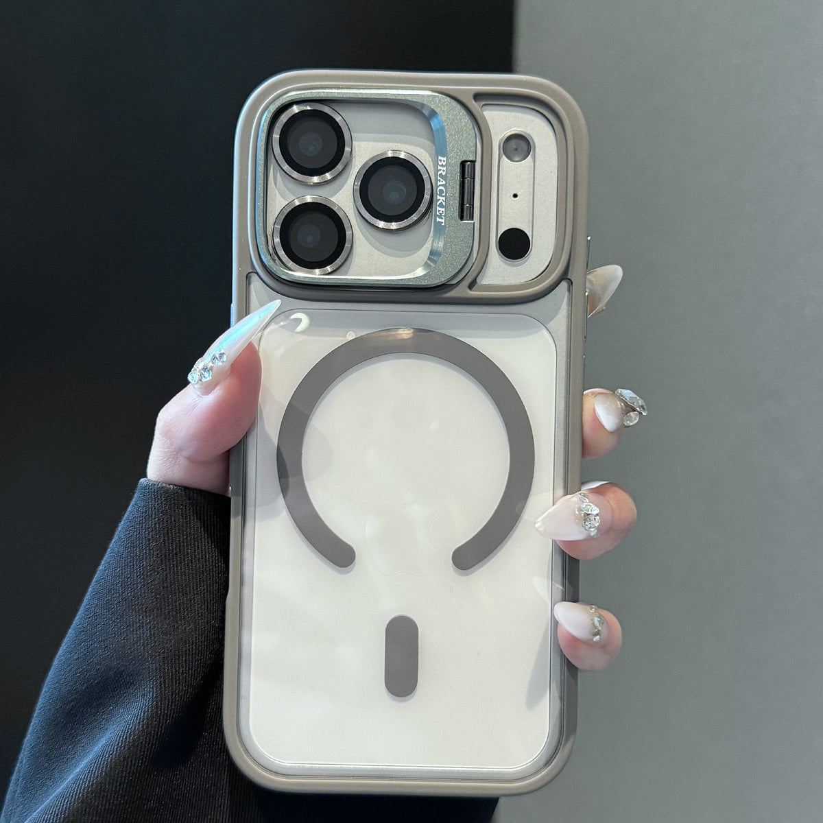 Transparent MagSafe iPhone Case Military-Grade Drop Protection Invisible Kickstand Built-in Camera Lens Protection
