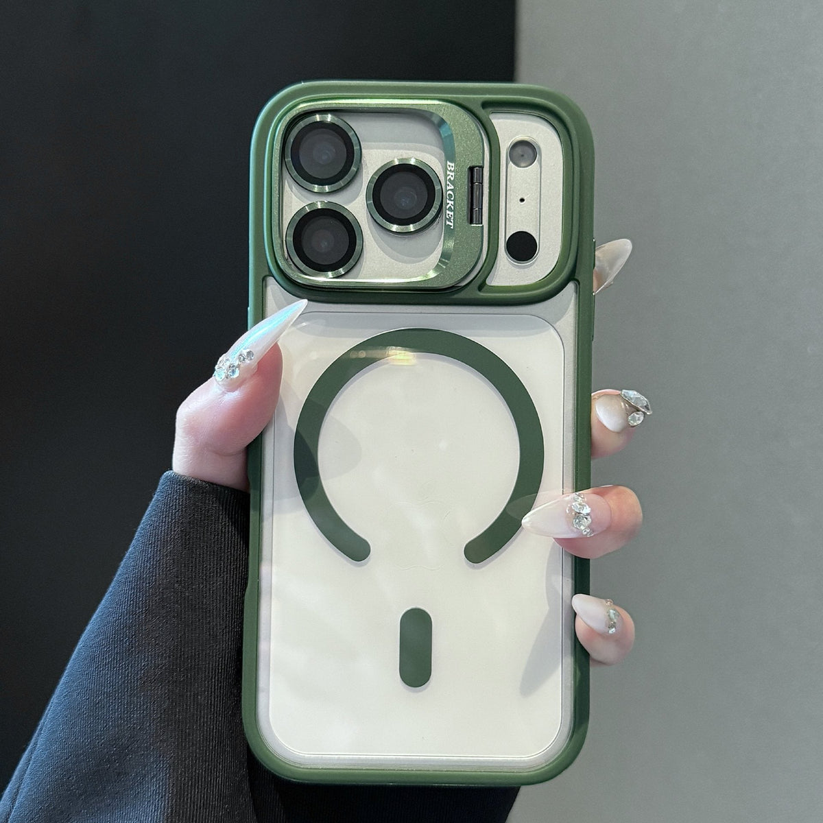 Transparent MagSafe iPhone Case Military-Grade Drop Protection Invisible Kickstand Built-in Camera Lens Protection