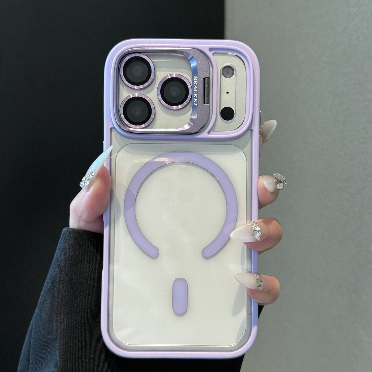 Transparent MagSafe iPhone Case Military-Grade Drop Protection Invisible Kickstand Built-in Camera Lens Protection