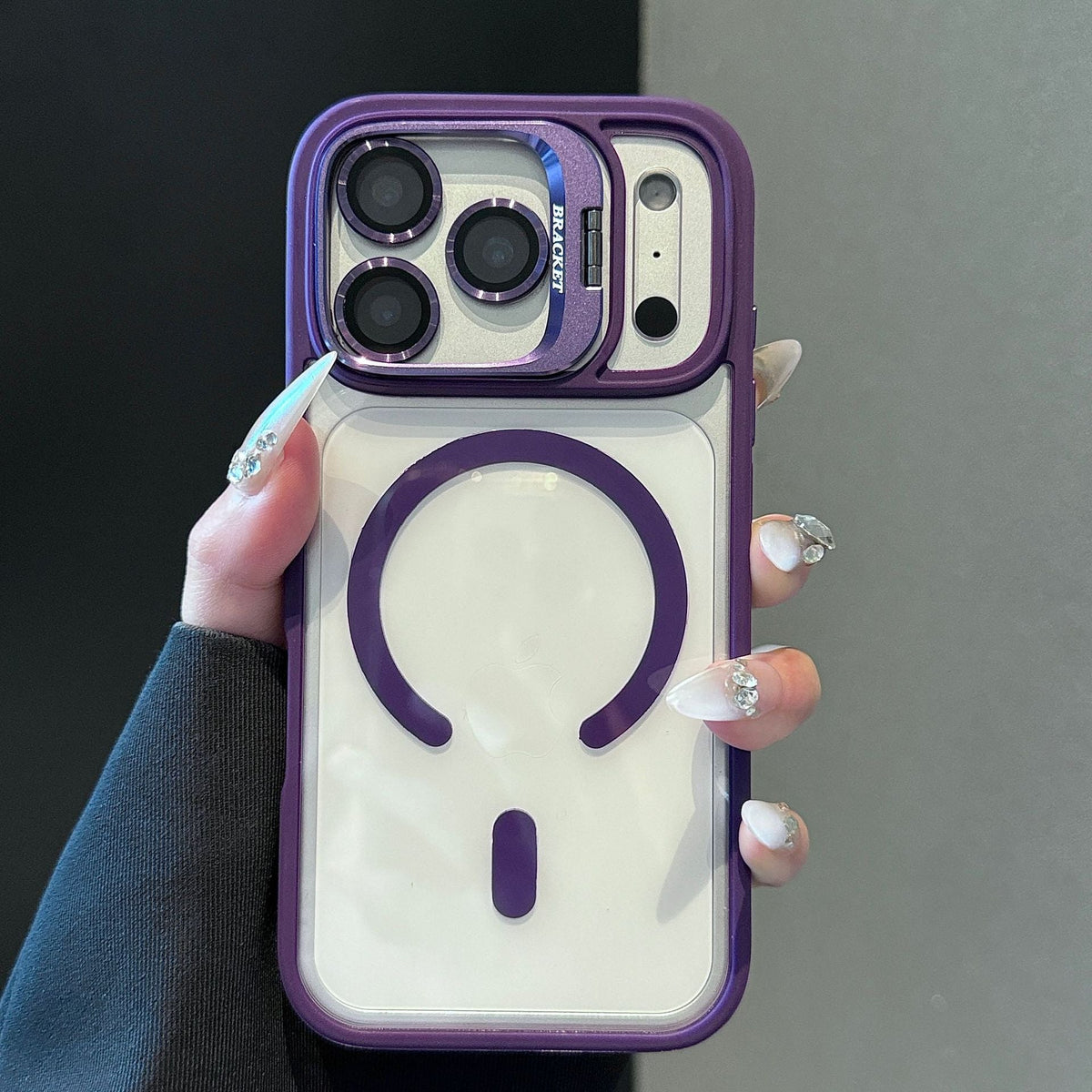 Transparent MagSafe iPhone Case Military-Grade Drop Protection Invisible Kickstand Built-in Camera Lens Protection