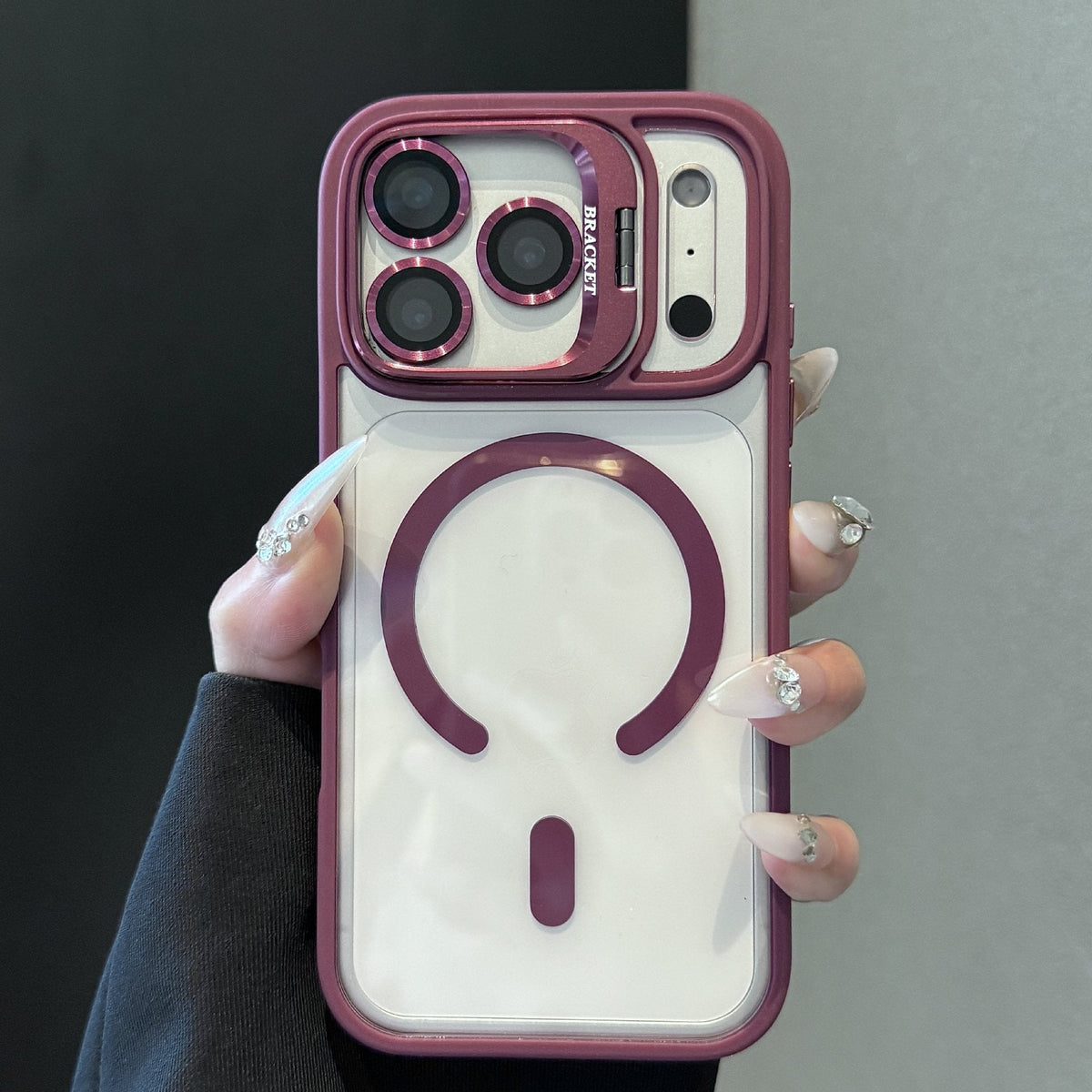 Transparent MagSafe iPhone Case Military-Grade Drop Protection Invisible Kickstand Built-in Camera Lens Protection